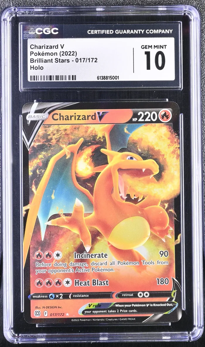Charizard V from Brilliant Stars graded CGC 10 Gem Mint