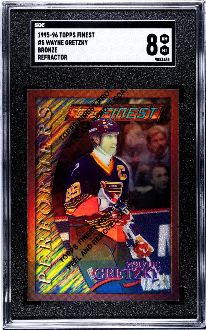 1995-96 Topps Finest Wayne Gretzky #5, Bronze Refractor, graded SGC 8