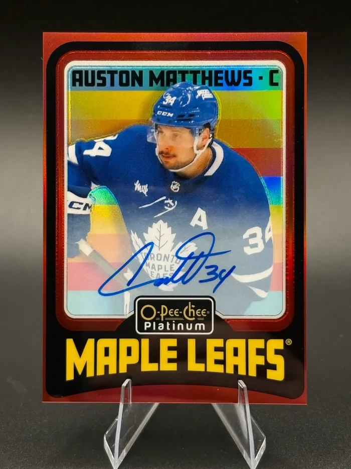 Auston Matthews O-Pee-Chee Platinum autograph, hard-signed on-card, Toronto Maple Leafs