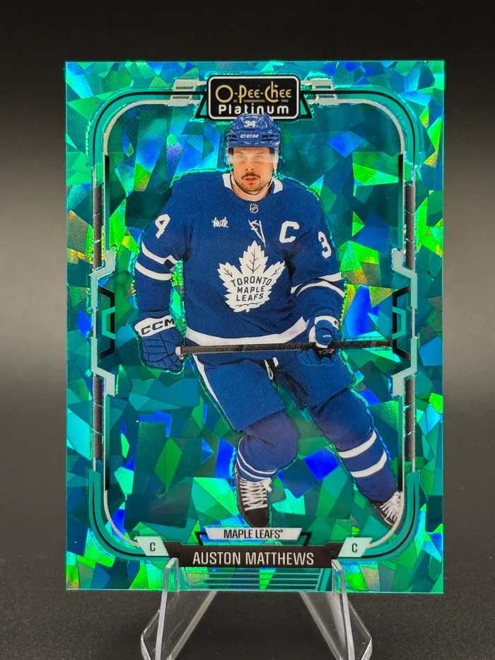 Auston Matthews O-Pee-Chee Platinum Cracked Ice parallel, Toronto Maple Leafs