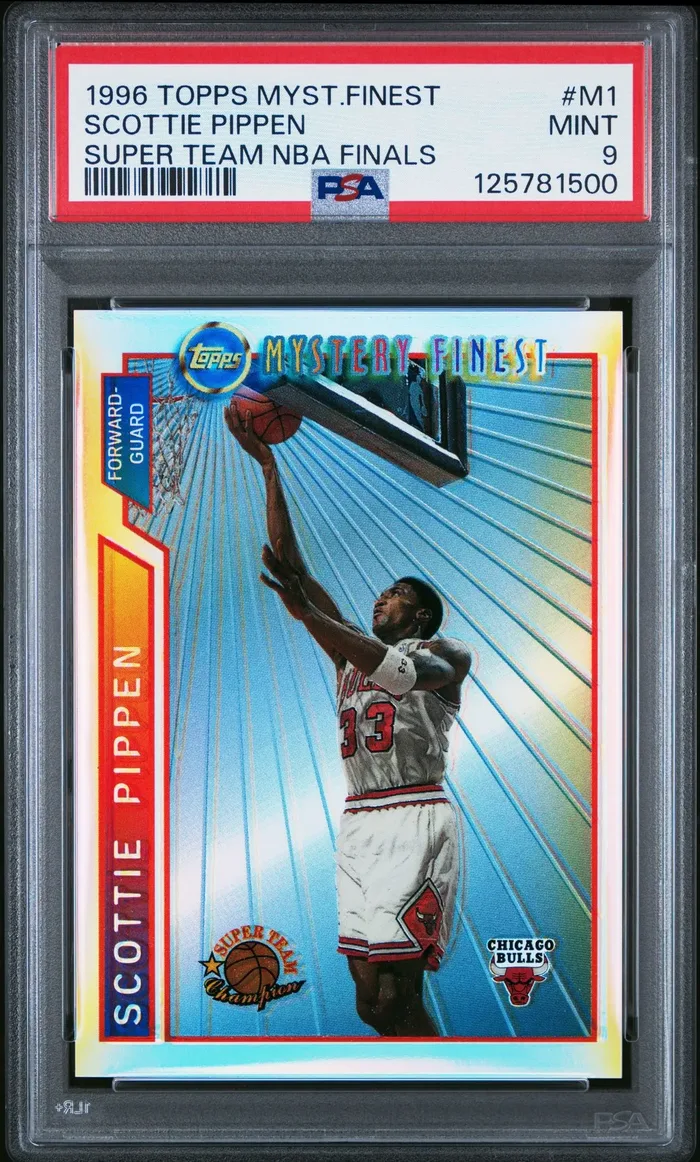 1996 Topps Mystery Finest Scottie Pippen Super Team NBA Finals #M1, graded PSA 9 Mint