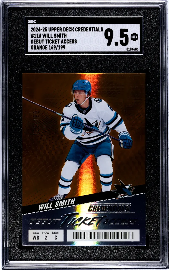 2024-25 Upper Deck Credentials Will Smith #113, Debut Ticket Access Orange parallel /199, graded SGC 9.5